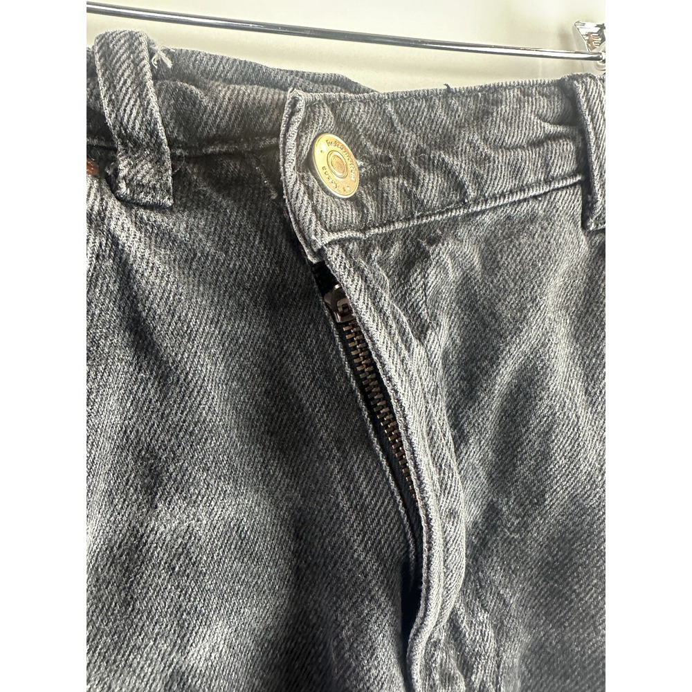 Reformation Nila Long Denim Skirt Front Slit Raw Hem Faded Washed Black Size 28 - Picture 6 of 13